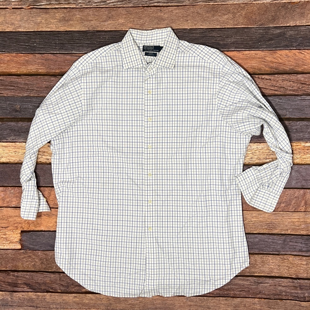 Polo Ralph Lauren Regent Checkered Long Sleeve Button Down Dress Suit Shirt